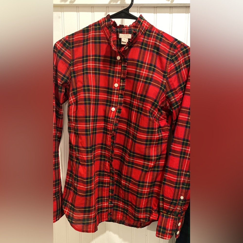 J crew factory ruffle collar shirt